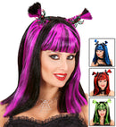 Halloween Wig With Spiders / Bats 4 Colors Ass. - In Box