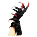 Halloween Gloves Black with Red Glitter Nails Horror Costume Accessory 1