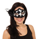 Harlequin Eyemask With Side Feather Eye Masks Female 1