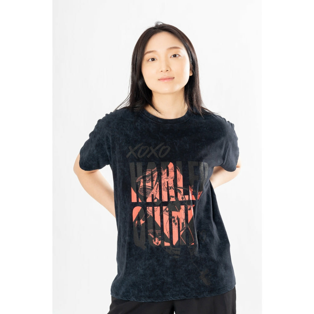 Harley Quinn Adult Acid Wash XoXo T-shirt DC Harley Quinn Adult Acid Wash XoXo T-shirt DC