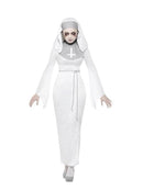 Haunted Asylum Nun Costume Adult White Dress Belt and Headpiece 1