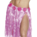 Hawaiian Hula Skirt Adult Neon Pink with Flowers 46cm 1