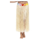 Hawaiian Hula Skirt with Flowers Adult Natural 75cm 2