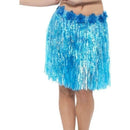 Hawaiian Hula Skirt with Flowers Adult Neon Blue 1