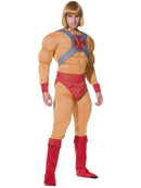 He Man Muscle Costume Adult Jumpsuit Orange Red Silver 4