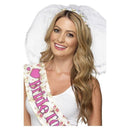 Hen Night Veil White Small Pink Flowers with Headband 1