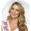 Hen Night Veil White Small Pink Flowers with Headband 2