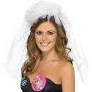 Hen Night Veil On Headband Adult White 1