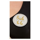Hen Party Pin Badges White and Gold 1