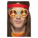 Hippie Specs Adult Rainbow Peace Symbol 60s Costume Glasses 1