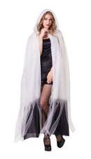 Hooded Cape White Ladies With Black Obmbre Finish Adult Costume Female 1