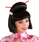 Geisha Wig With Flower & Chopsticks In Box