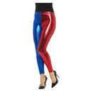 Two Tone Jester Cosplay Leggings Adult Metallic Blue Red Skin Tight 1