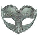 Jewelled Party Mask Silver Glitter Swirls 1