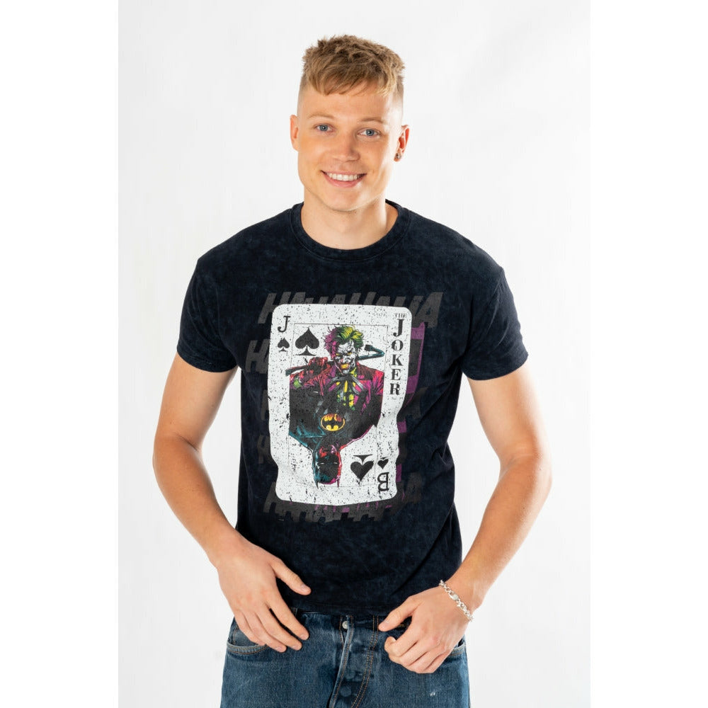 Joker Adult Unisex Acid Wash Playing Card T-Shirt DC Joker Adult Unisex Acid Wash Playing Card T-Shirt DC