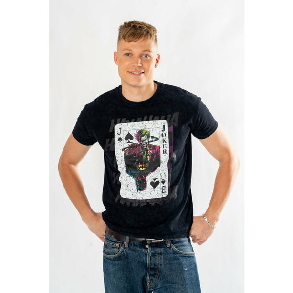 Joker Adult Unisex Acid Wash Playing Card T-Shirt DC Joker Adult Unisex Acid Wash Playing Card T-Shirt DC