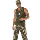 Khaki Camo Costume Adult Vest Trousers Hat 90s Boy Band Style Army Outfit 4