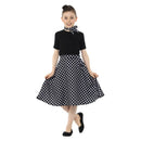 Kids 1950s Polka Dot Skirt Black Child Diner Costume_1