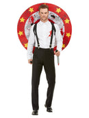 Knife Thrower Costume Red and White Adult Shirt Braces Target Board Velcro Knives 2