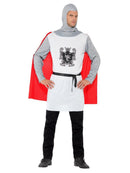 Knight Costume Adult White Top Attached Cape Belt Hood Outfit 1