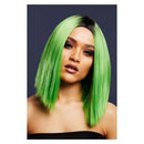 Kylie Wig Two Toned Blend Lime Green Inverted Long Bob Centre Parting 37cm 1