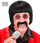 Black 60S Music Man Wig With Moustache & Glasses In Box