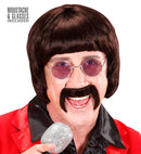 Brown 60S Music Man Wig With Moustache & Glasses In Box