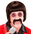 Brown 60S Music Man Wig With Moustache & Glasses In Box