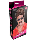 Brown Playboy Dream Hair Wig & Moustache In Color Box