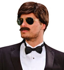 Brown Playboy Dream Hair Wig & Moustache In Color Box