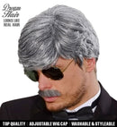 Grey Playboy Dream Hair Wig & Moustache In Color Box