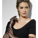Lace Gloves Long Black With Spider Web Design Adult Costume Accessory 2