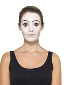Lady Mime Artist Costume Adult Black and White Dress Collar Beret Gloves Tights Make Up 8