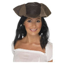 Leather Look Pirate Hat Adult Brown Costume Accessory 1