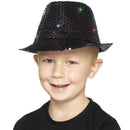 Light Up Sequin Trilby Hat Adult Black 1