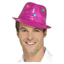 Light Up Sequin Trilby Hat Adult Pink 2