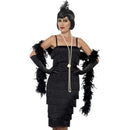 Long Black Flapper Costume Adult Dress Gloves Headband 1