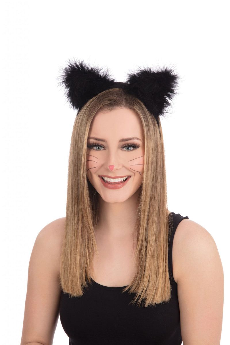 Womens Cat Ears With Marabou On Band Miscellaneous Disguises Female Halloween Costume_1 MD196