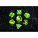 Inclusion Resin Dice Set Green Dragon Dragon Storm FanRoll Gaming Accessory by Metallic Dice 2