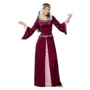 Maid Marion Costume Adult Burgundy Dress Headpiece 1