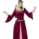 Maid Marion Costume Adult Burgundy Dress Headpiece 3