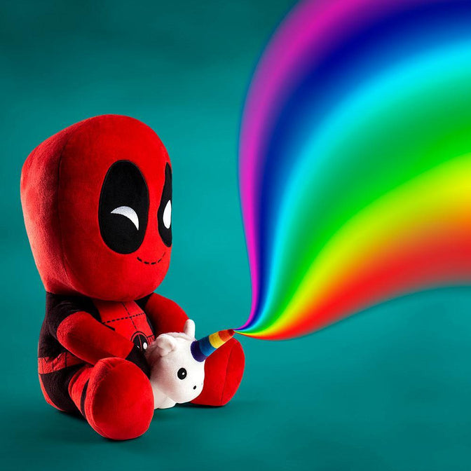 Size Chart Marvel Deadpool Riding A Unicorn Hugme Vibrating 16 Inch Plush