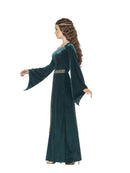 Medieval Maid Costume Adult Green Dress Headband with Attached Jewel 2