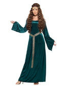 Medieval Maid Costume Adult Green Dress Headband with Attached Jewel 4