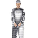 Mens Convict Costume Black White 1