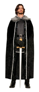Mens Faux Fur Trimmed Cape Black Male Adult Costume Halloween 1