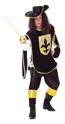 Mens Musketeer Man Black Adult Costume Male Halloween 1