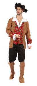 Mens Pirate Male Red Brown Adult Costume Halloween 1