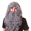 Mens Wizard Wig & Beard Set Grey Budget Wigs Male Halloween Costume 1