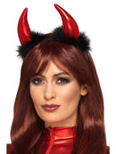 Metallic Devil Horn Headband Adult Red 1